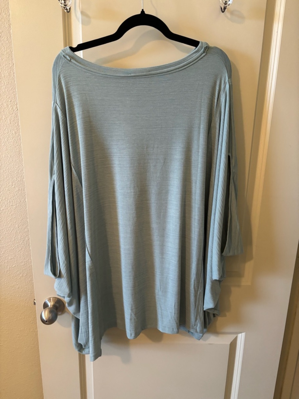 Light Blue Women's Long Sleeve Swing Top - loungewear, casual, plus size - Picture 3 of 7